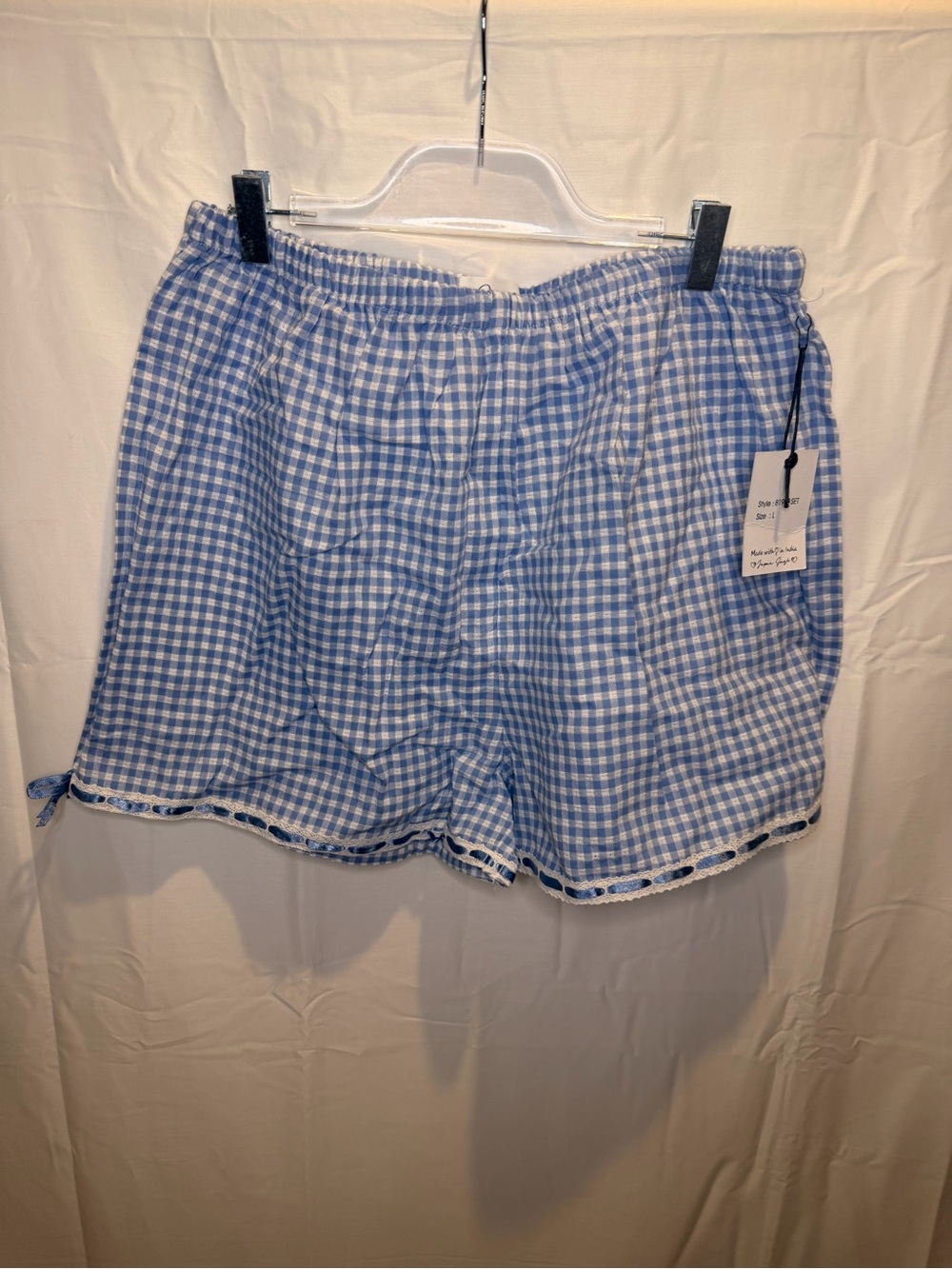 Japna Blue Gingham Women’s Lounge Shorts